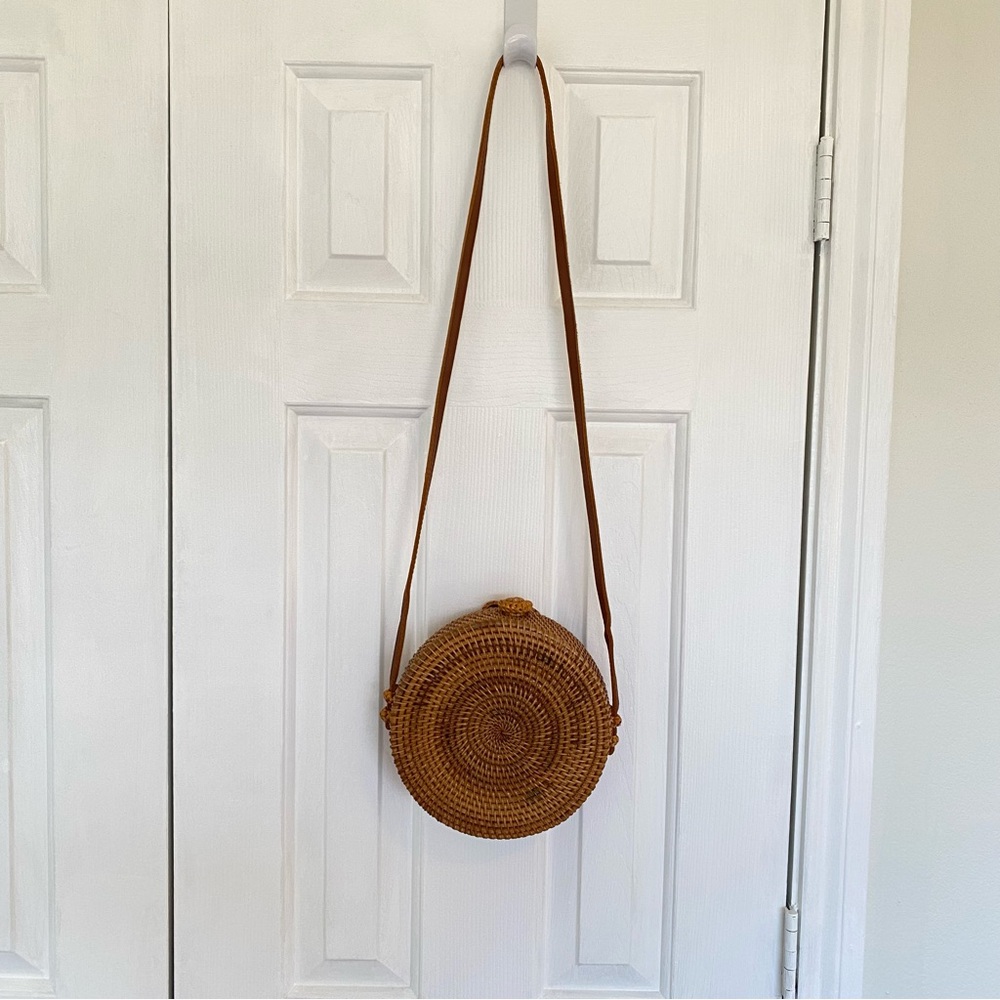 Brown Woven Round Purse